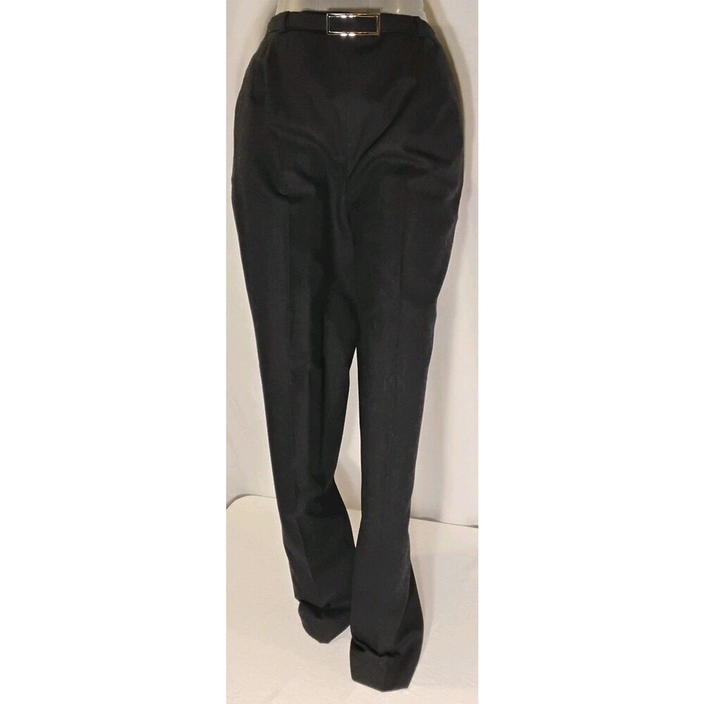 Harve Benard Women's Vntg Tailored Wool Lined Trousers Dark Grey Black Size 10